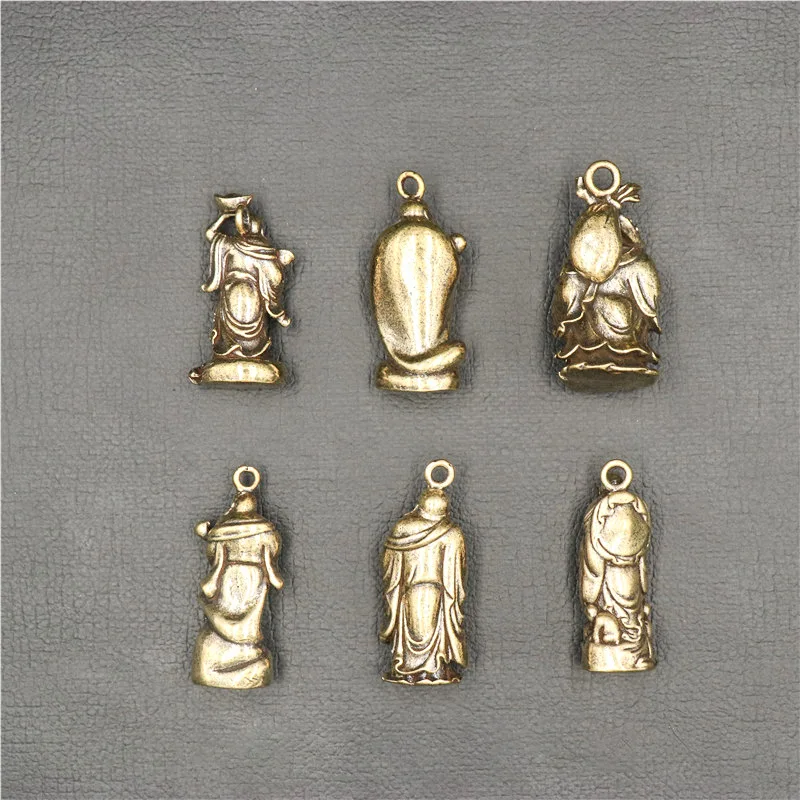 Brass 18 Arhat Buddha Decorative Figures Retro Solid KeyChain Pendant Living Room Decoration Accessoires Miniatures Lucky Buddha