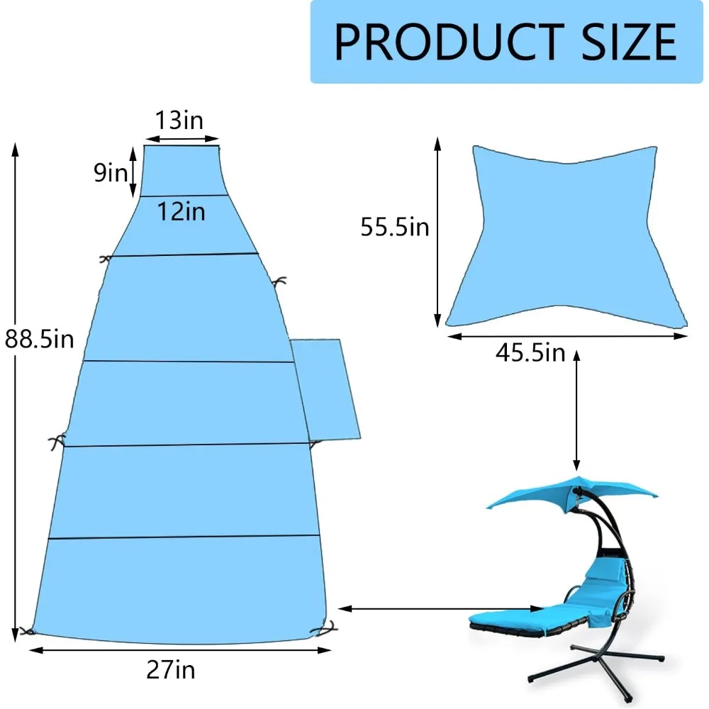 Outdoor Hanging Lounge Chair Replacement Cushion Cover and Umbrella Fabric, Made for Patio Curved Chaise Hammock Floating Swing