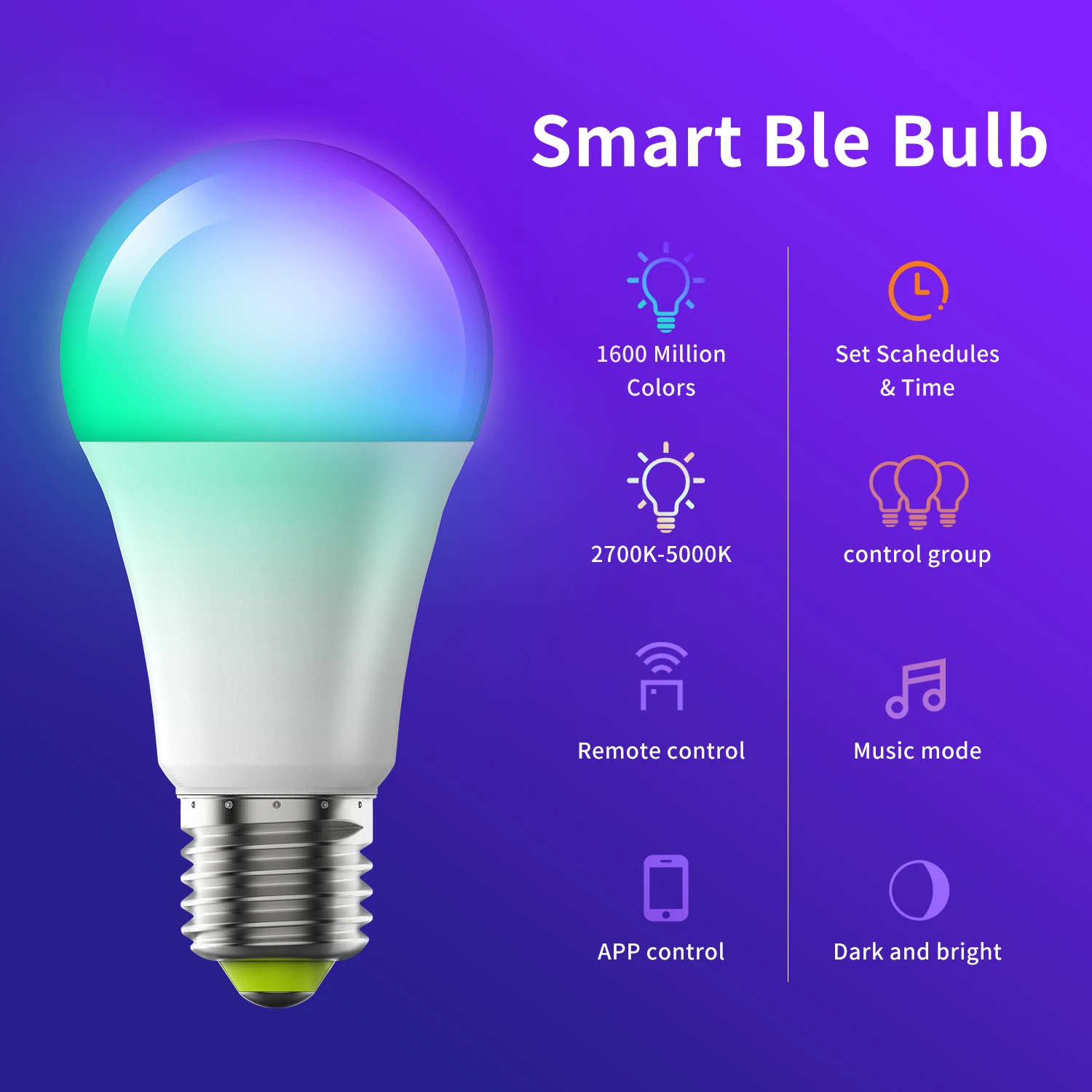 ZAOXI E27 RGB lampu LED pintar bola lampu WiFi Bluetooth APP pengendali jarak jauh peredupan waktu bohlam bekerja dengan Alexa Google suara rumah