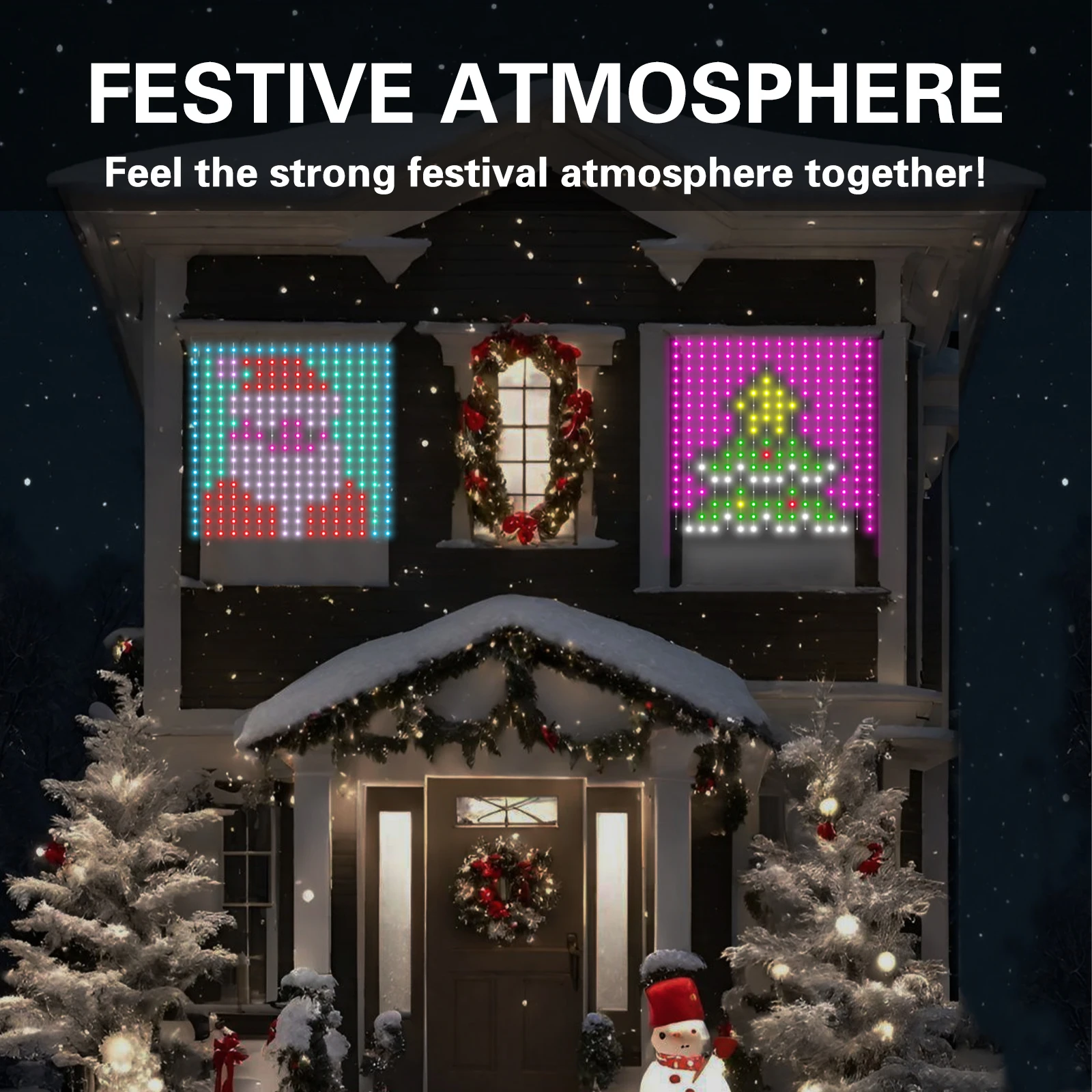 RGB Smart LED Curtain String Lights DIY Pattern Music Sync Waterproof Ambient Lights Indoor Outdoor Window Wall Decor