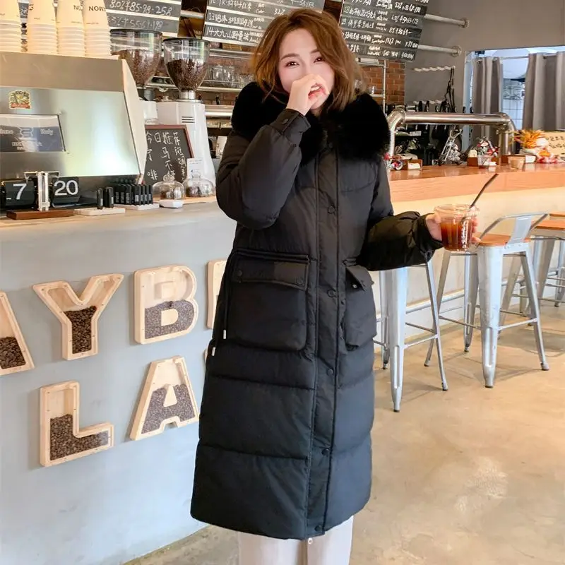 Parkas Warm Casual Parka Jacket 2025 New Winter Coat Women Long Jackets Fur Collar Lining Thick Black Snow Outwear Female