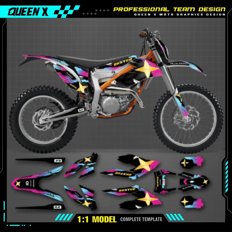 Kit de pegatinas gráficas de carenado de motocicleta QUEEN X MOTO para KTM Freeride 2012-2017 2018-2021 Nuber nombre personalizado
