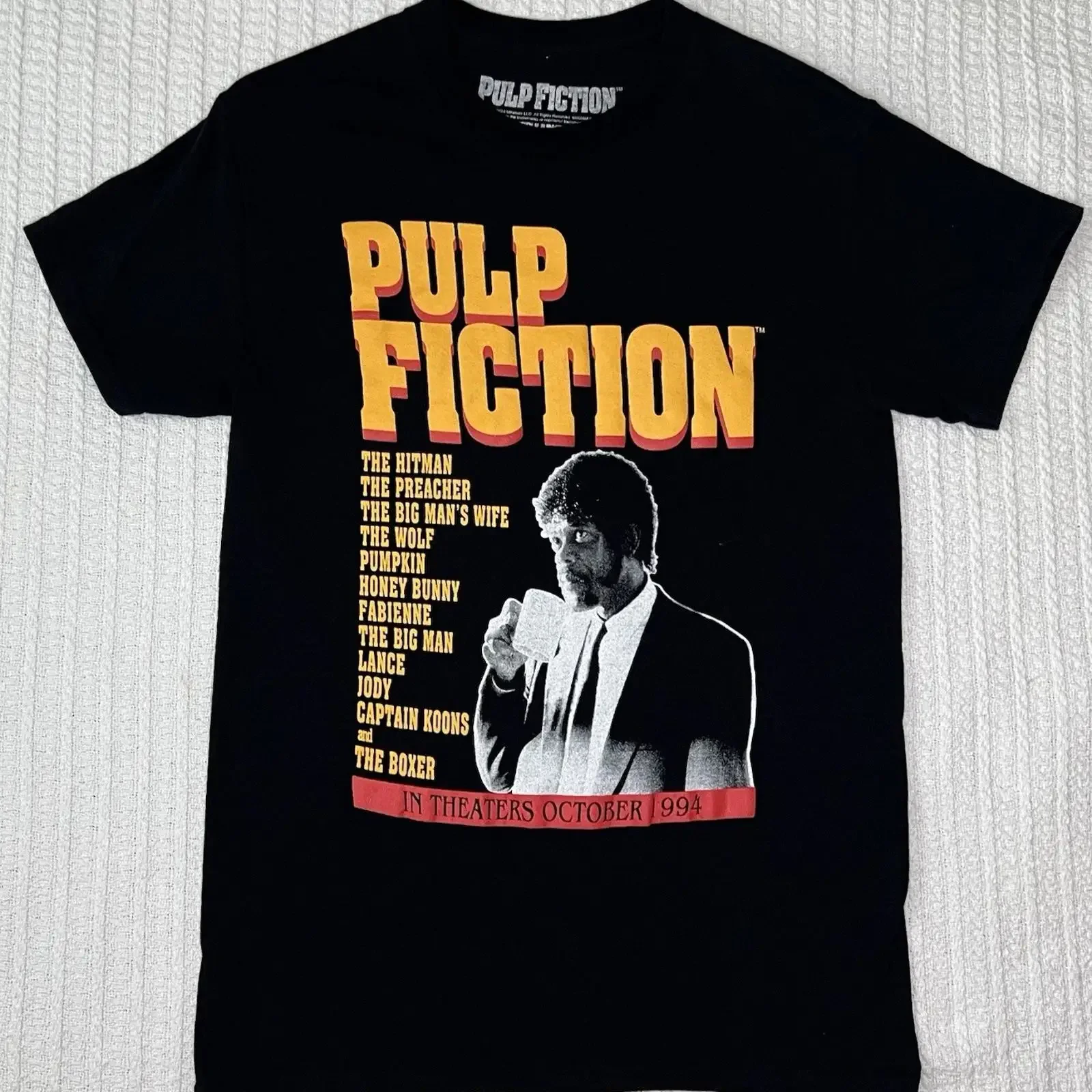 Pulp Fiction Men T Shirt SM 16 X 26 Black Movie Promo Samuel Jackson Cult vintage Washed Breathable Soft streetwear Unisex