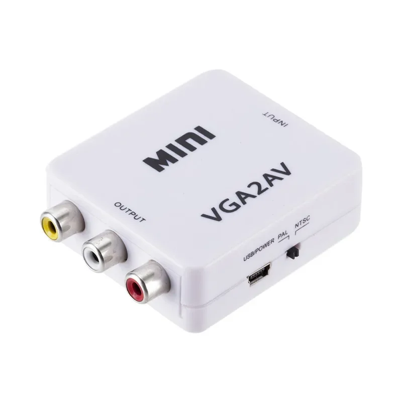 Mini VGA TO AV Converter VGA2AV Conversor with 3.5mm Audio RCA To VGA Video Converter For PC to TV HD Computer