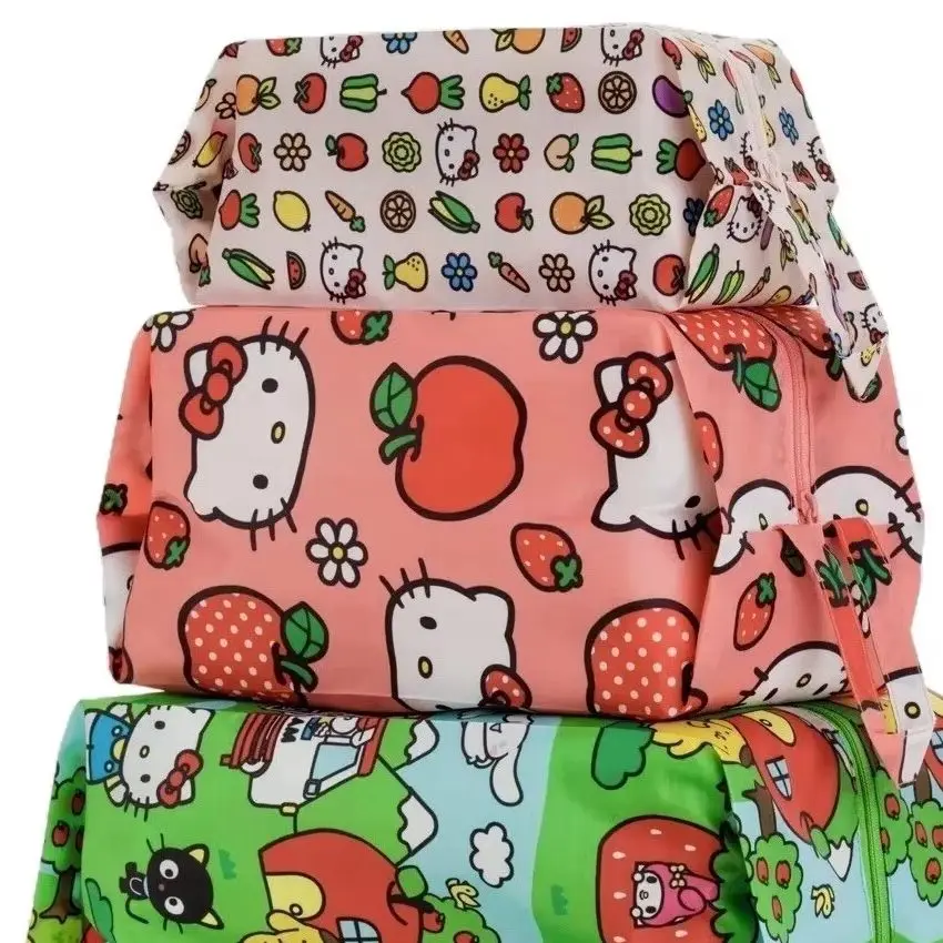 3pcs/Set Kawaii HelloKitty Storage Bag Cute Cartoon Portable Shoes Socks Clothes Travel Home Storage Bag Set Wholesale Gifts
