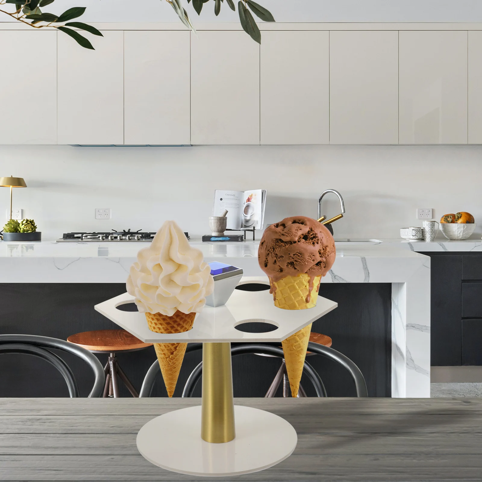 

Acrylic Ice Cream Cone Holder 6 Holes Stable Desktop Cone Stand for Party Store Display Sushi Roll Holder Ice Cream Holders