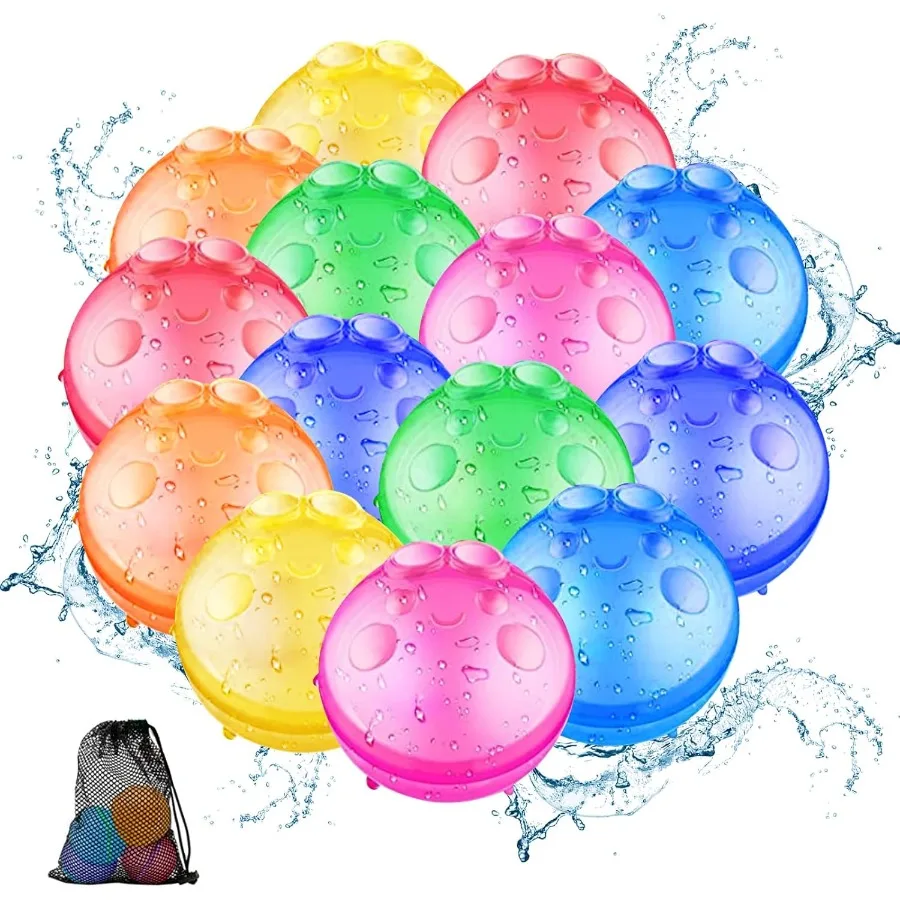 Reusable Water Balloons 24 Pack Instant Filling Self Sealing for Outdoor Refillable Magnetic Water Ball for Summer Games Party