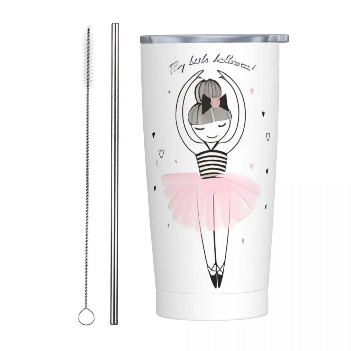 Ballet Stainless Steel Tumbler Pink Dance Camping Mugs Cup 20oz Thermal Cups Insulated Cold Drink Milk Tea Water Bottle