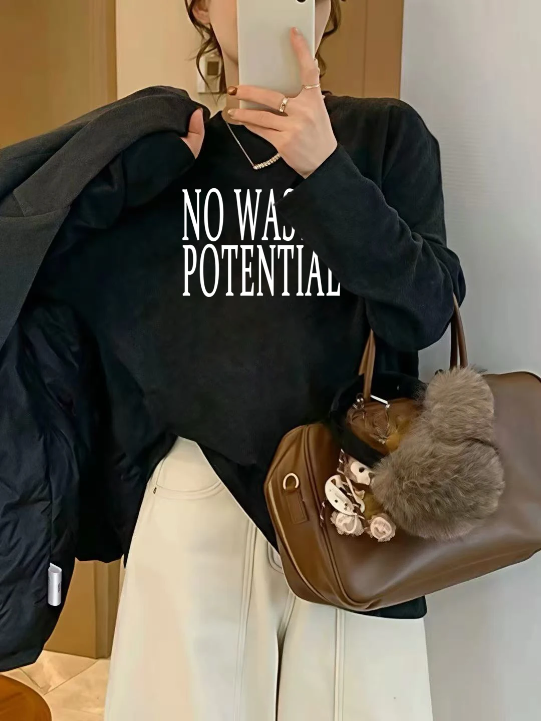 Korean Style Fleece Lined Thickened Women's Base Layer Shirt Loose Long Sleeve T-Shirt Winter Casual Comfortable Inner Wear