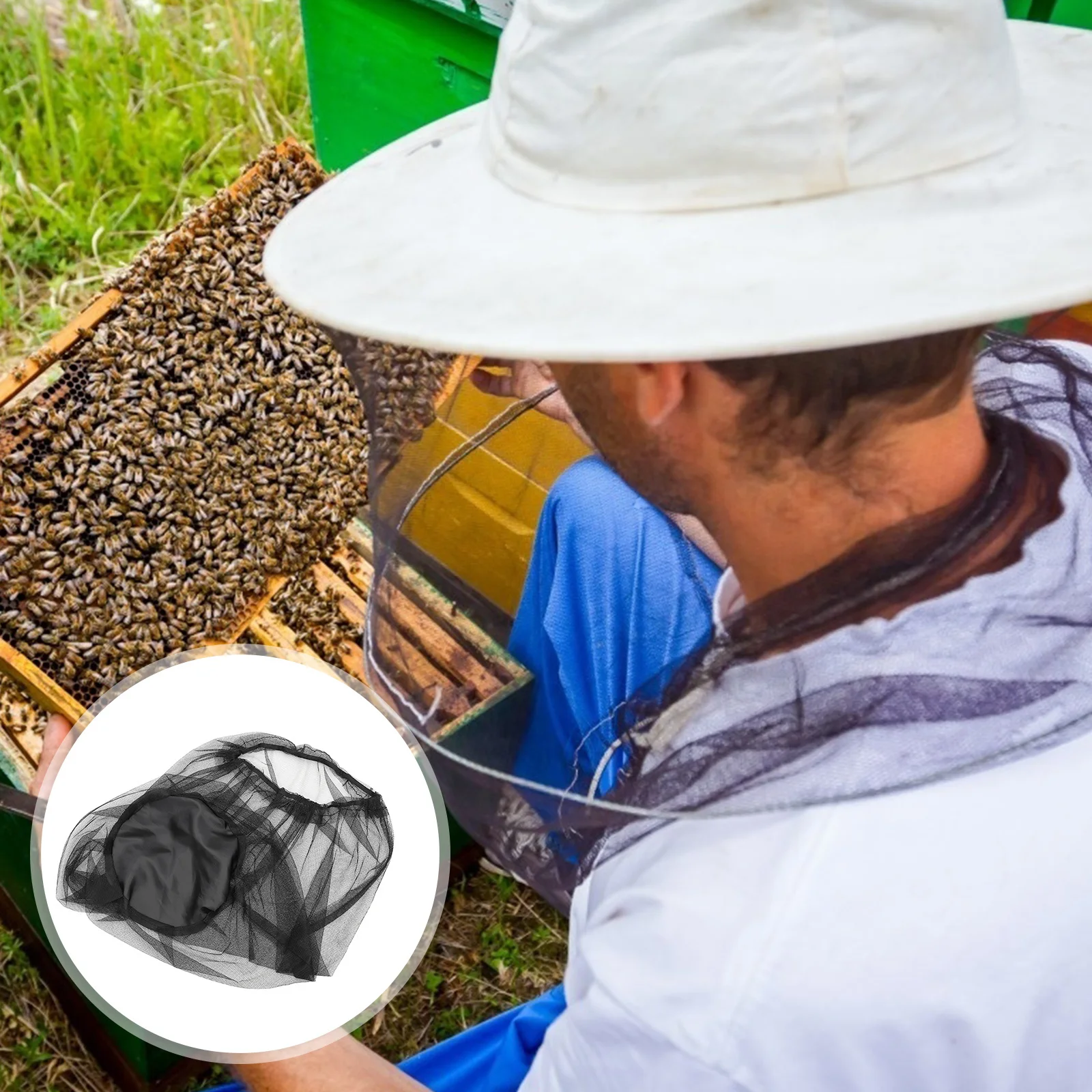 

2Pcs Protective Beekeeping Hat with Fine Mesh Full Coverage for Face Neck Head Ideal for Fishing Hunting Hiking Bug Free