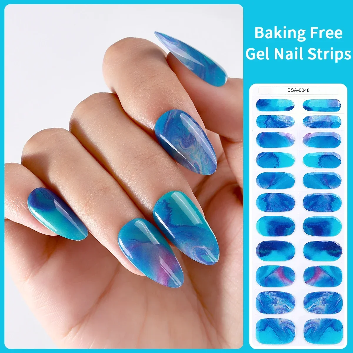 Free-Bake Gel Nail Sticker Gradient Colorful Nails Wraps Full Cover Press on Nail for Girls Nail Beauty Stickers