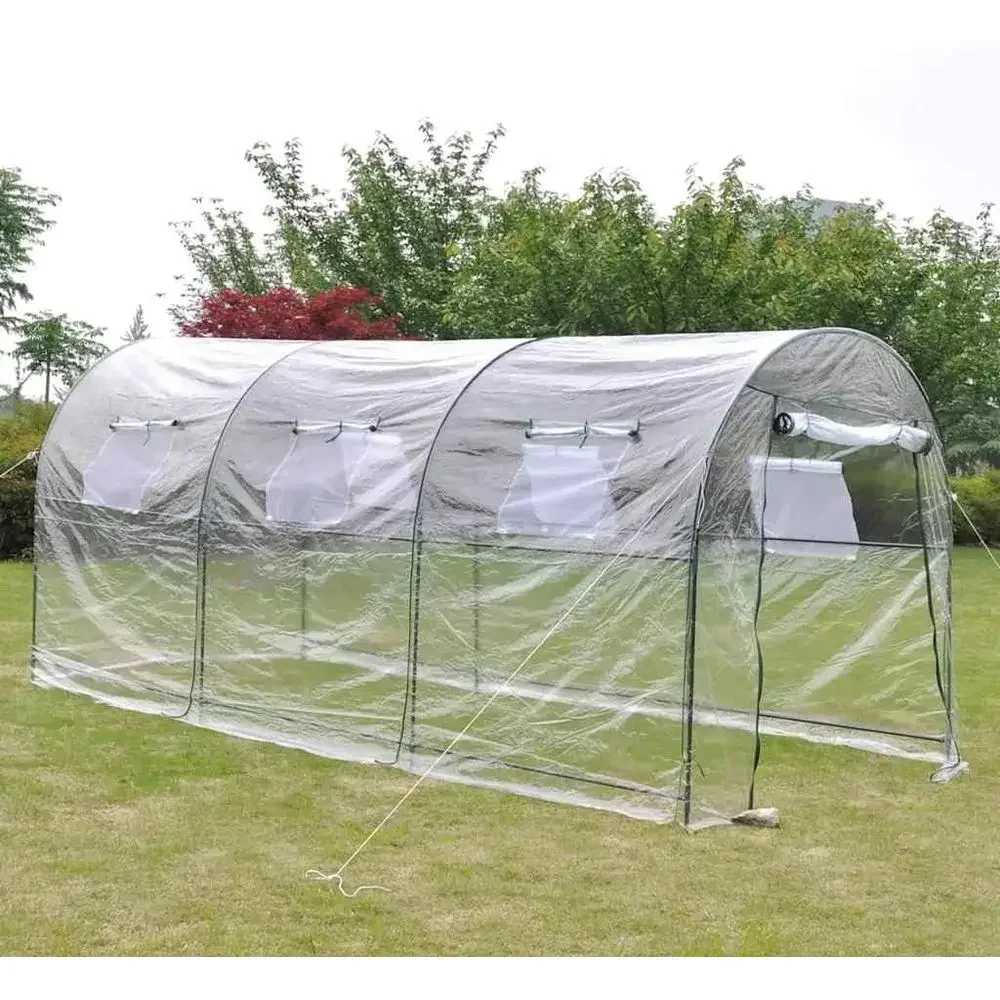 Portable Outdoor Greenhouse - Transparent PVC, Weather-Resistant, Powder-Coated Steel Frame, Zipped Entrance, Easy Setup, Perfec