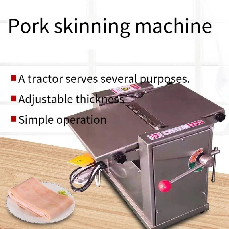 Commercial Automatic Pork Skin Remover Machine Stainless Steel Pork Jowl Skinning Peeling Machine With Adjustable Thickness view 4