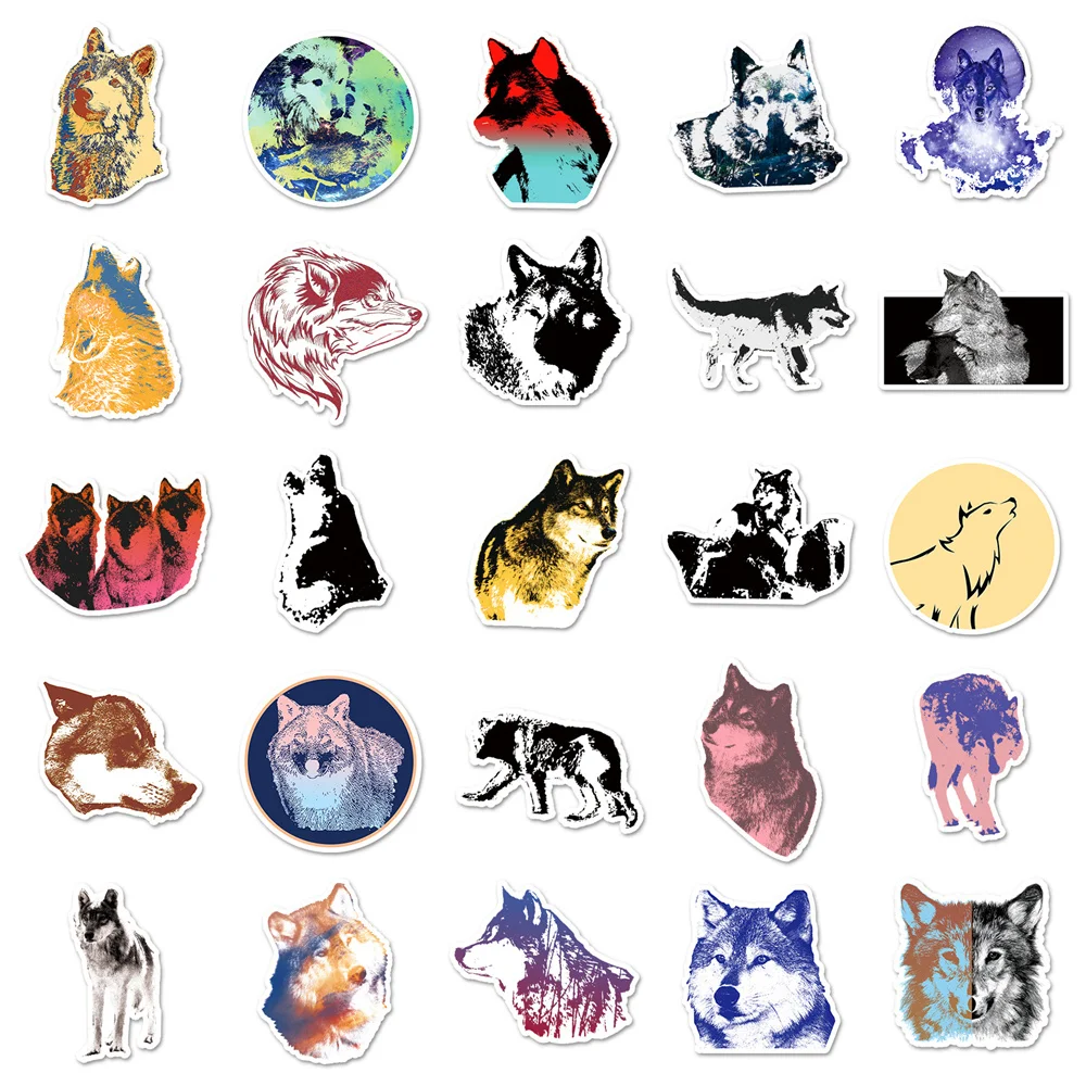 10/30/50PCS New DIY Wolf Animal Cartoon Personality Creative Luggage Table Water Cup Car Decoration Waterproof Sticker Wholesale