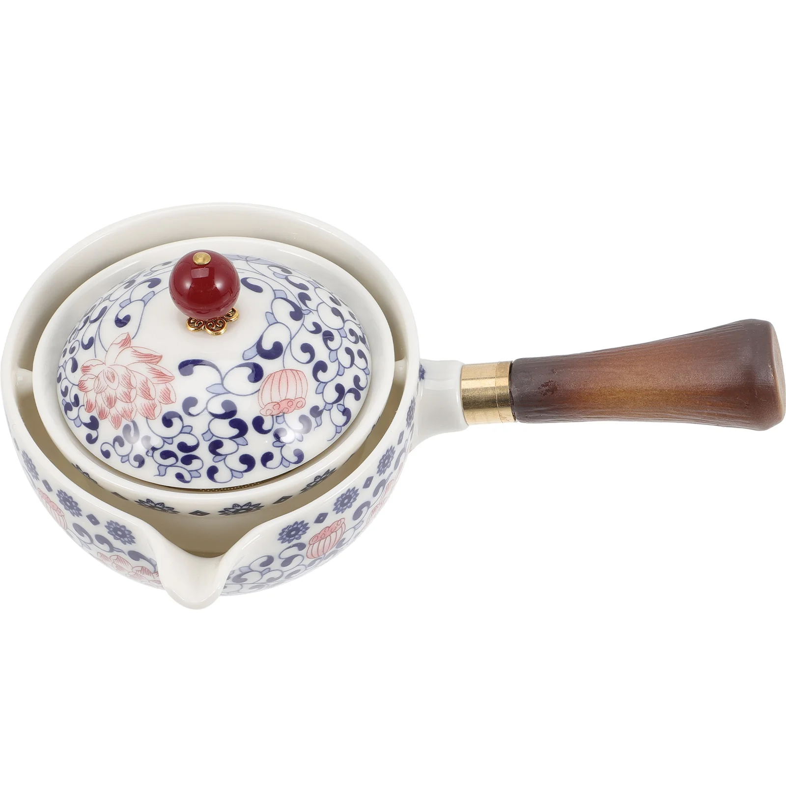 

Ceramic Teapot Chinese Style Side H Pot Elegant Texture Practical Kettle Easy Clean Storage Space Saving