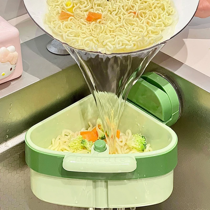 Triangle Suction Cup Sink Drain Basket Household Kitchen Food Residue Filter Basket Fruit Cleaning Filter Basket Can Be Hung