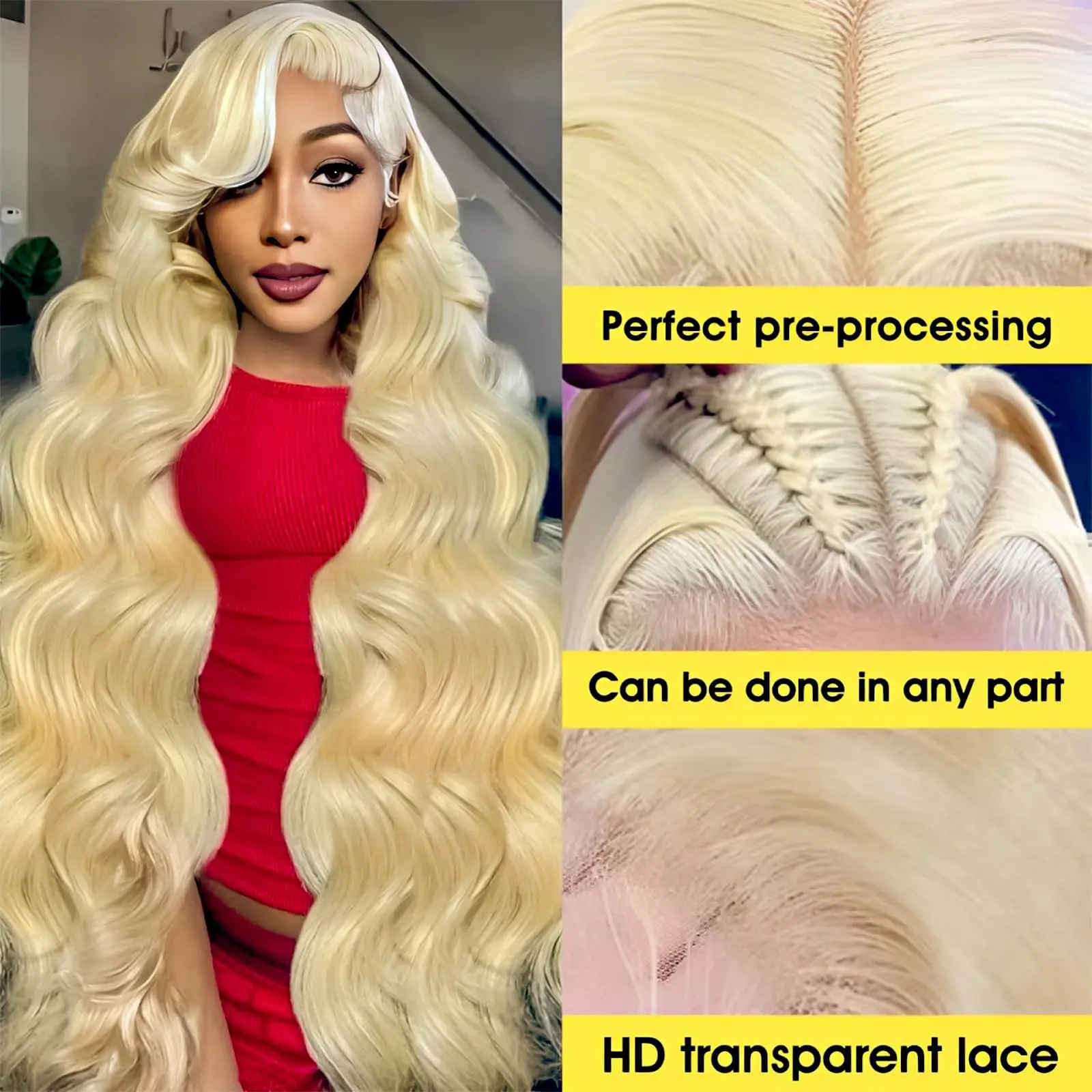 13x6 HD Transparent 613 Blonde Lace Frontal Human Hair Wigs Body Wave Lace Wigs Tuneful 613 Blonde Lace Front Human Hair Wigs