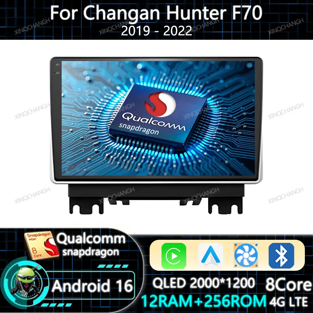 Android 16 Car Radio Carplay Auto For Changan Hunter F70 2019 - 2022 Navigation 4G LTE 5G WIFI QLED Head Unit BT Qualcomm 2DIN