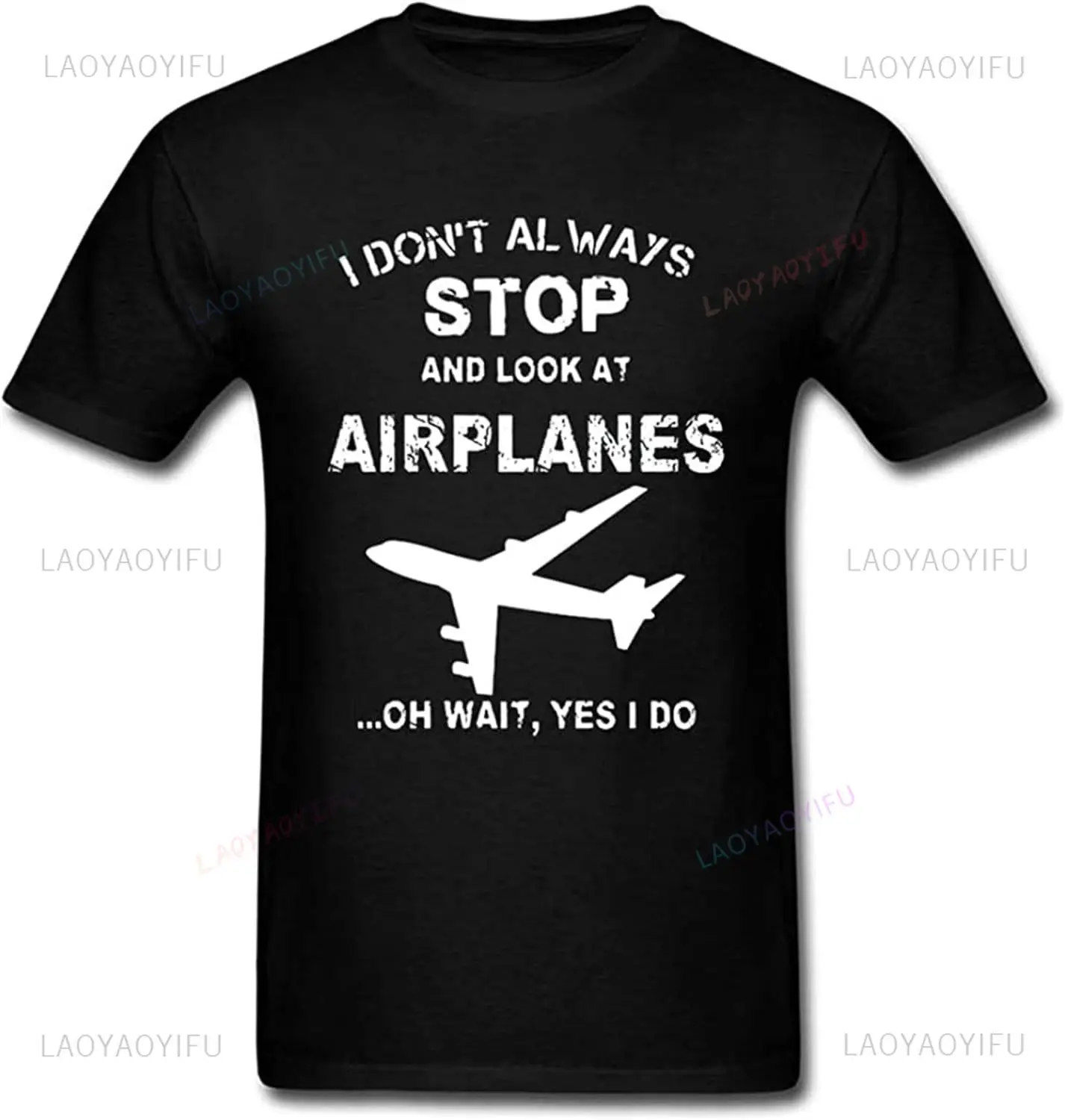 

Футболка мужская с надписью «Always Stop and Look At Aircraft Street»
