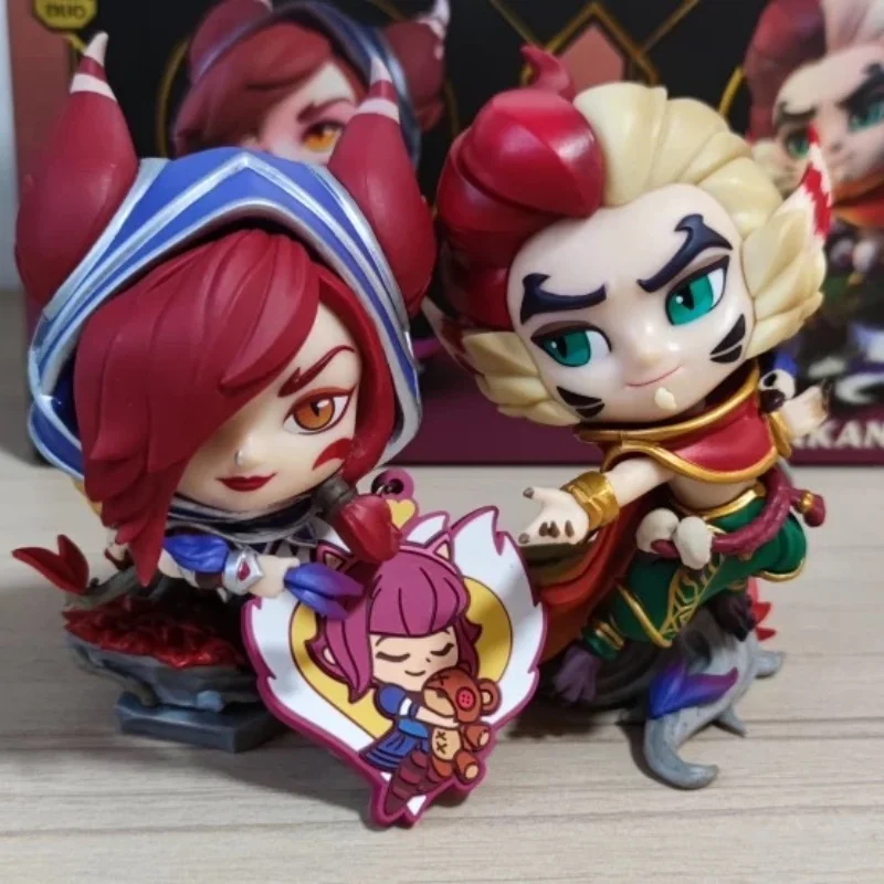 Original League Of Legends Anime Figures 12cm Rakan Xayah Figurine Game Periphery Collection Official Authentic Decor Model Toy