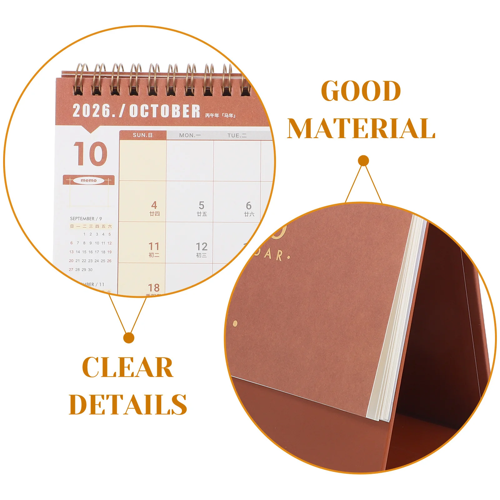 2025.9-2026.12 Small Desk Calendar Compact Standing Flip Calendar with Twin-Wire Binding Daily Planner for Work Study