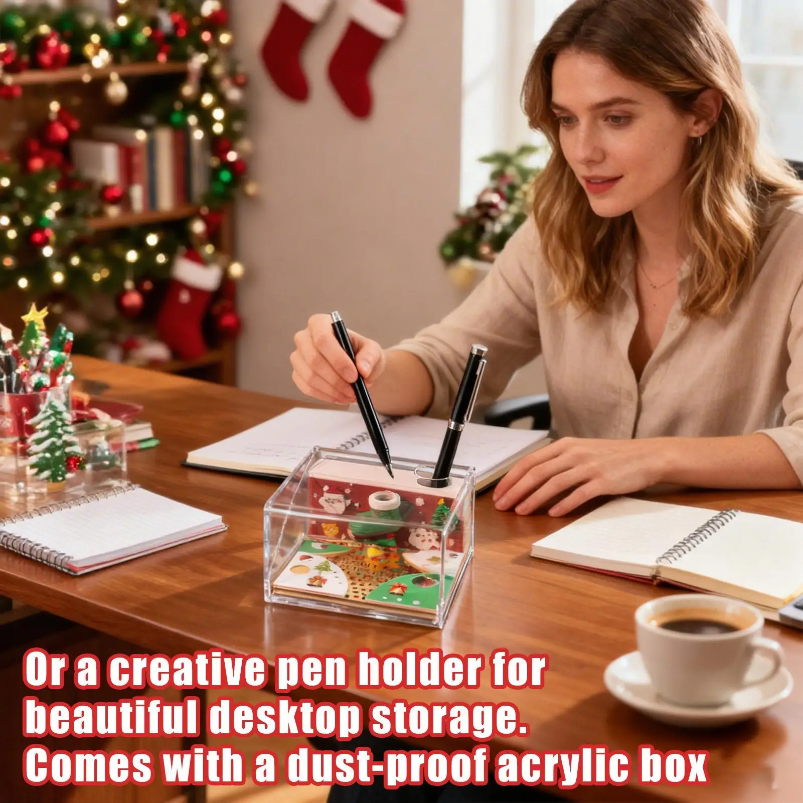 Art Calendar Notepad Planner Organizer 3D Christmas Art Calendar Memo Pad With Cover For Schedule Daily Planning Chore Tracking