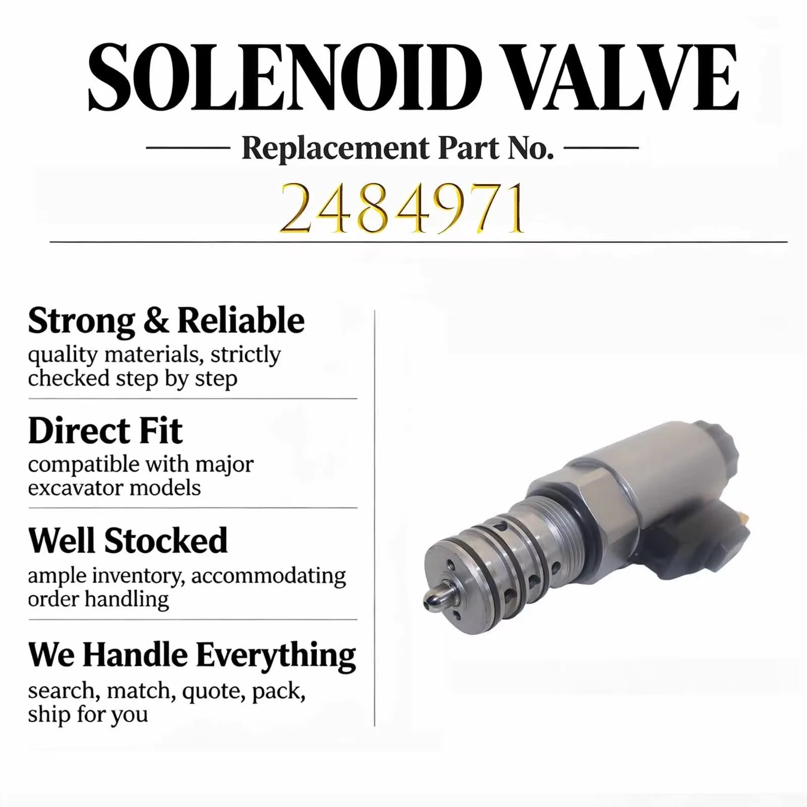 New 12V Solenoid Valve 2484971 For Volvo Excavator E305 E305.5 E306E E307E E308E