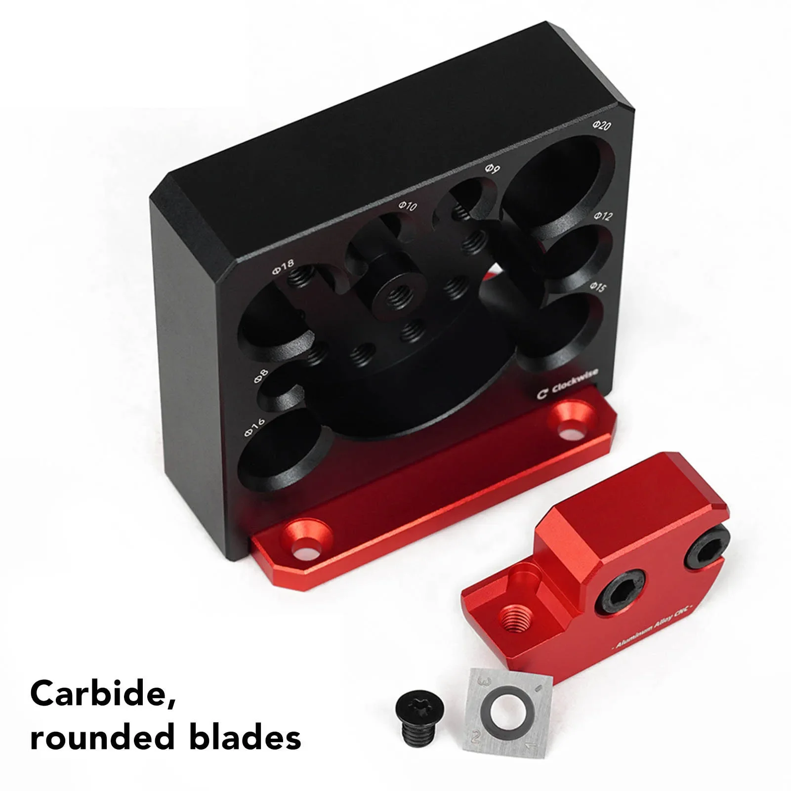 Dowel Maker Jig Incisive 8 Turning Holes Aluminium Alloy Round Rod Auxiliary Tool Black and Red Easy Use for Square Rod