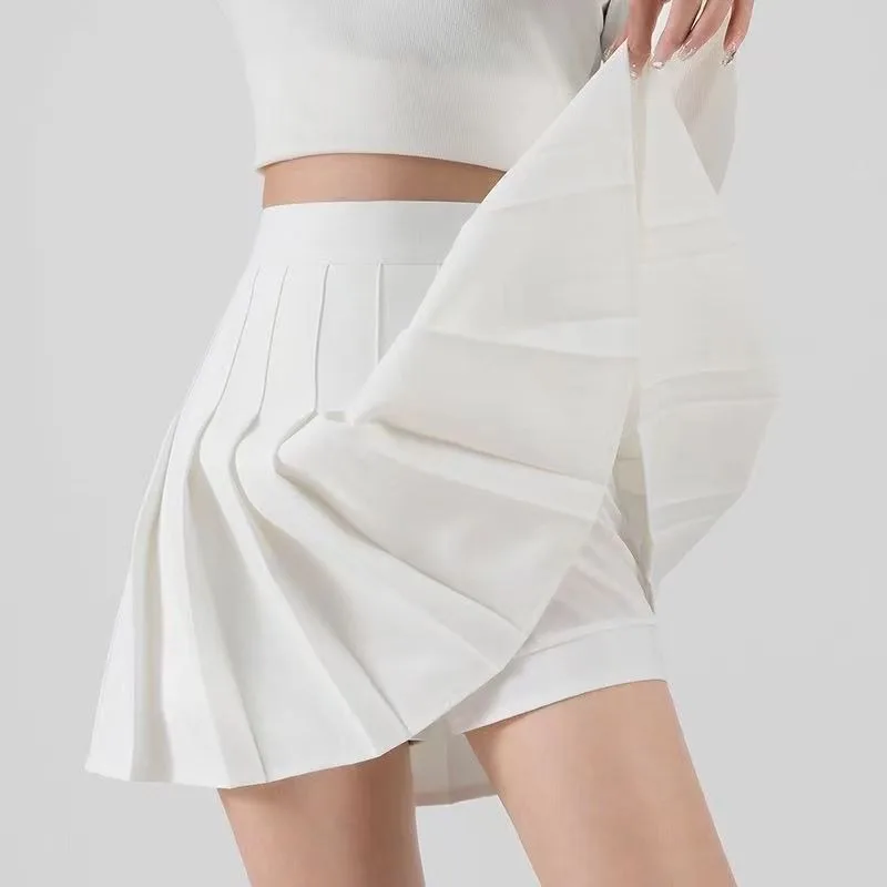 Women Pleated Skirt Black JK A-line Short Dress Clothing Vintage High Waist Streetwear Sweet Chic Sexy Casual Slim Solid