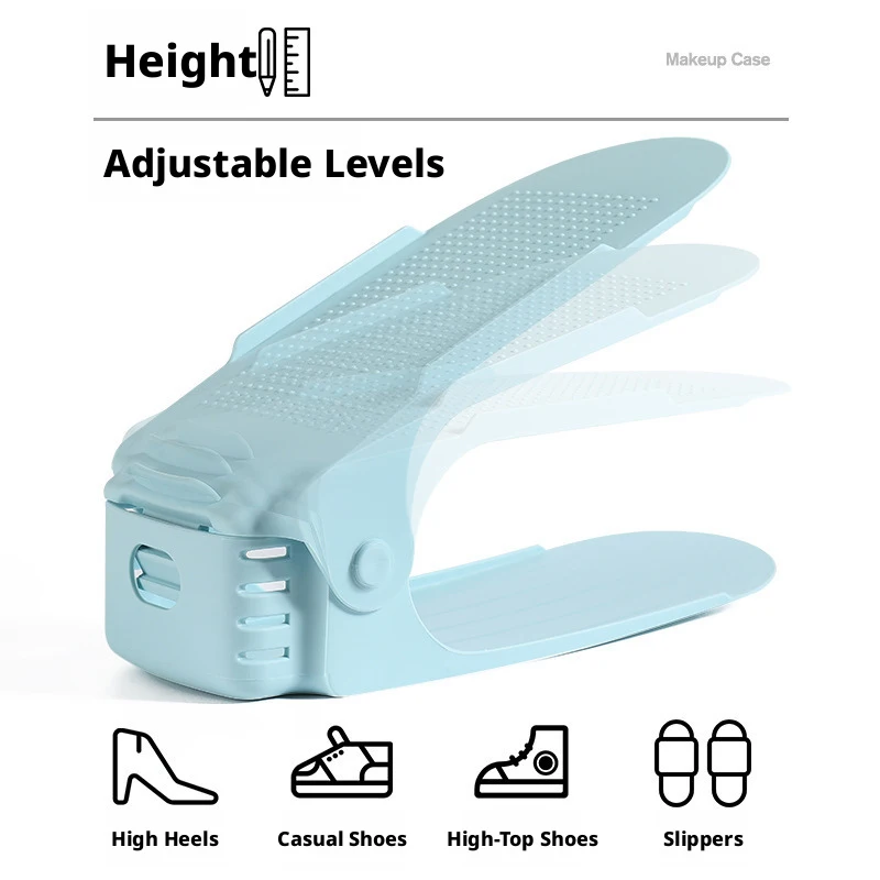 

Adjustable Double Layer Shoe Rack | 4-Level Space Saving Shoe Organizer | Non-Slip Shoe Stacker Slot | Home Storage Stand