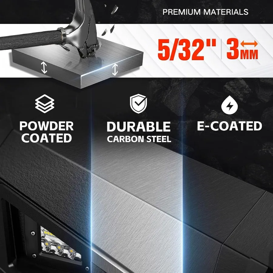 المصد الأمامي لموديلات Wrangler JK JKU JL JLU Gladiator JT 2007-2026 مع لوحة ونش LED أضواء شريط الثور وحلقات D المتوافقة #3