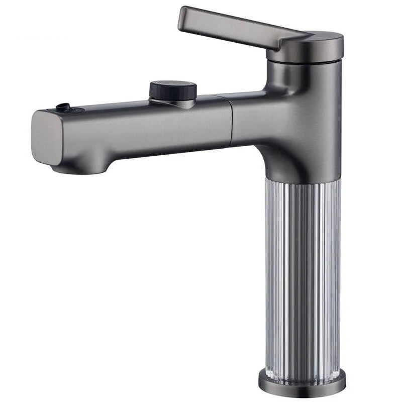 

Deck Mounted Bathroom Pull Out Sink Faucet One Hole 3 Function Lavatory Sink Faucet Single Handle Hot and Cold Mixer Tap Gray