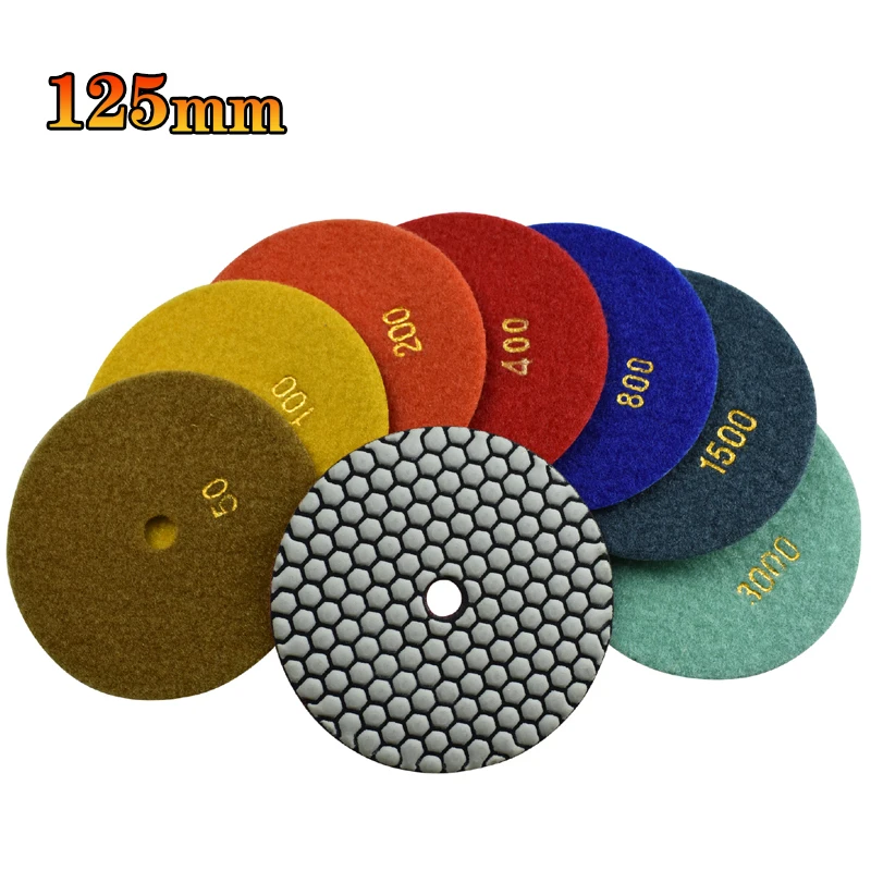 125MM Dry Diamond Polishing Pads 5 inch Sandpaper for Marble Granite Stones Abrasive Buffing Pads Paste Disc Repair Kit