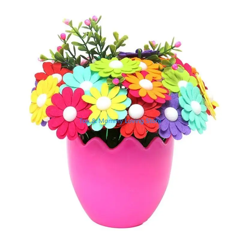 Y1QF for Creative DIY Flower Making Kits Art Craft Supplies for Preschool Primary Kids Felt Cloth Flowers Kindergarten Activi