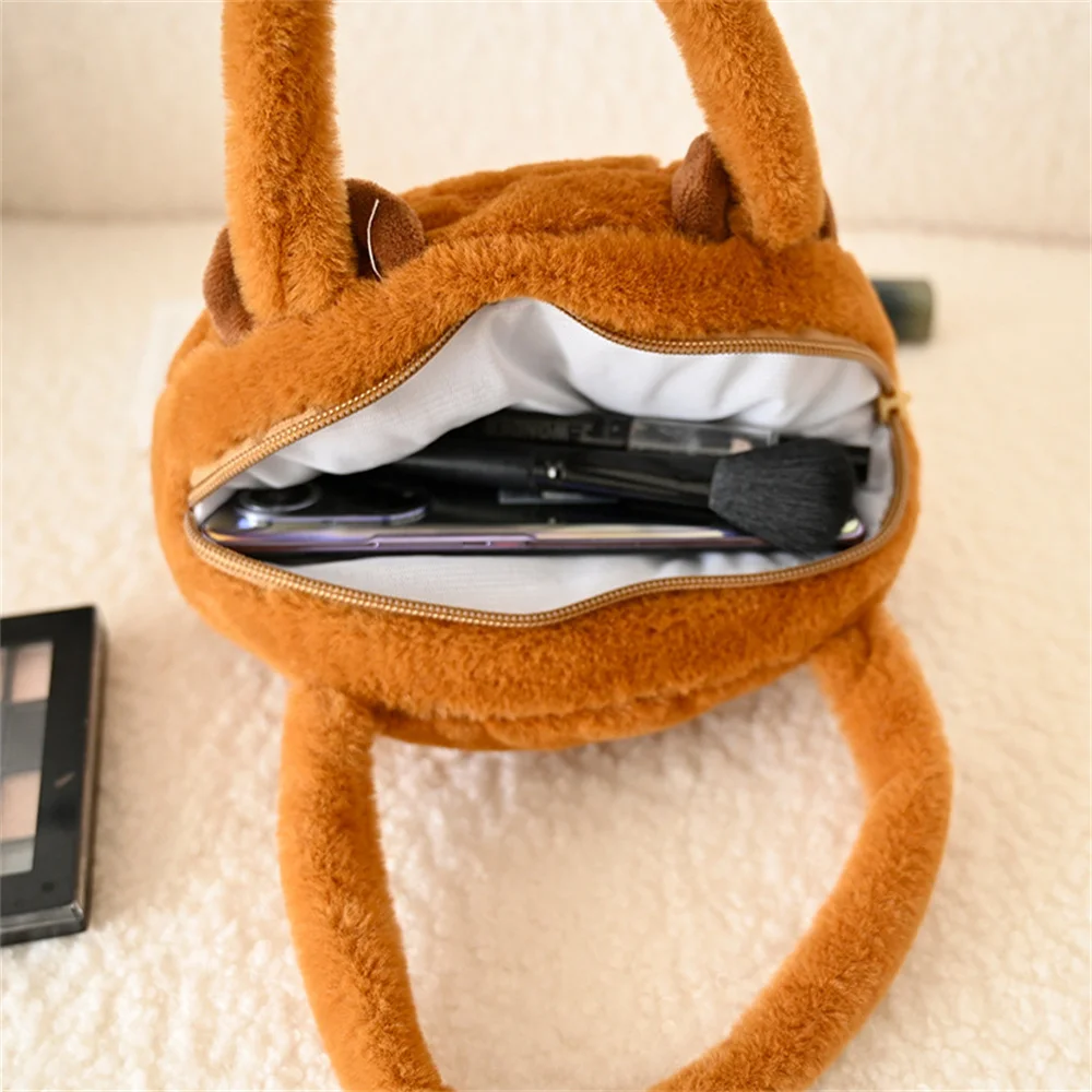 Cartoon Kapibara Furry Handbag Cute Plush Coin Purse Lovely Money Key Headphone Party Decor Gifts Pouch Large Capacity New