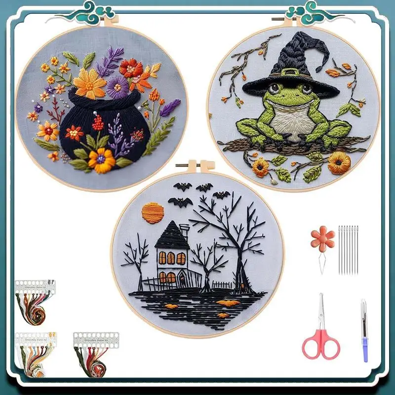 

A67K-готический набор для вышивания на Хэллоуин-сделай сам, стартовый набор с моторошными дизайнерскими узорами для взрослых