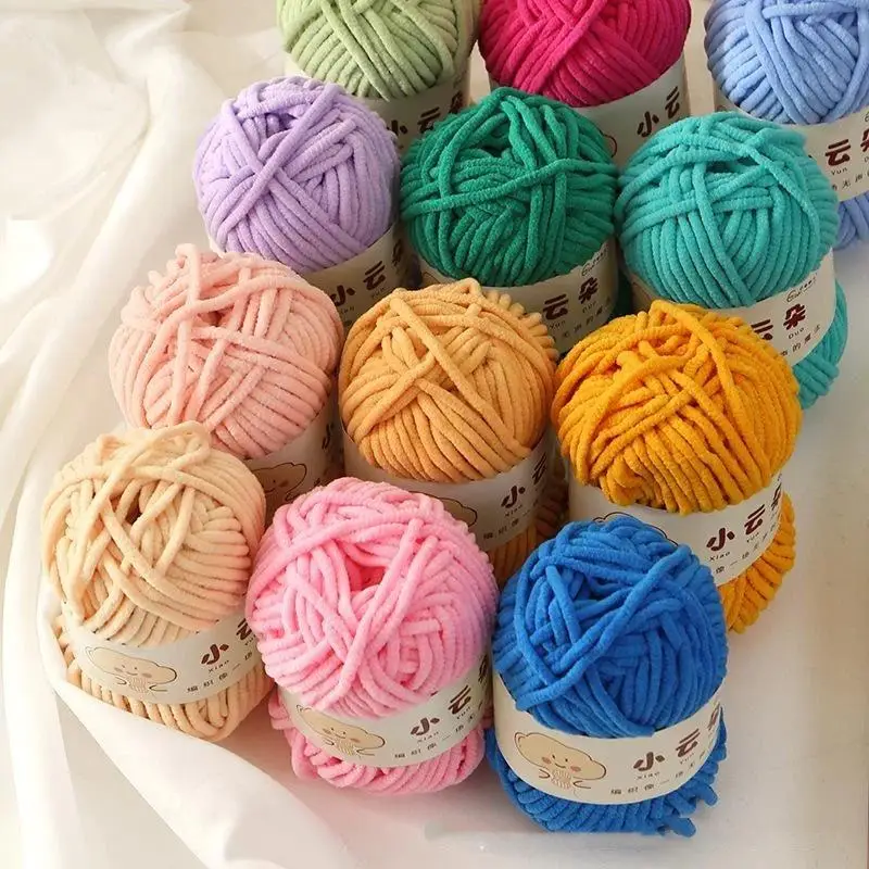 Hot Sale Soft Warm Solid Color Chenille Yarn For Hand Crochet Knitting Amigurumi Baby Blanket Plush Toy Handcraft Supplies view 5