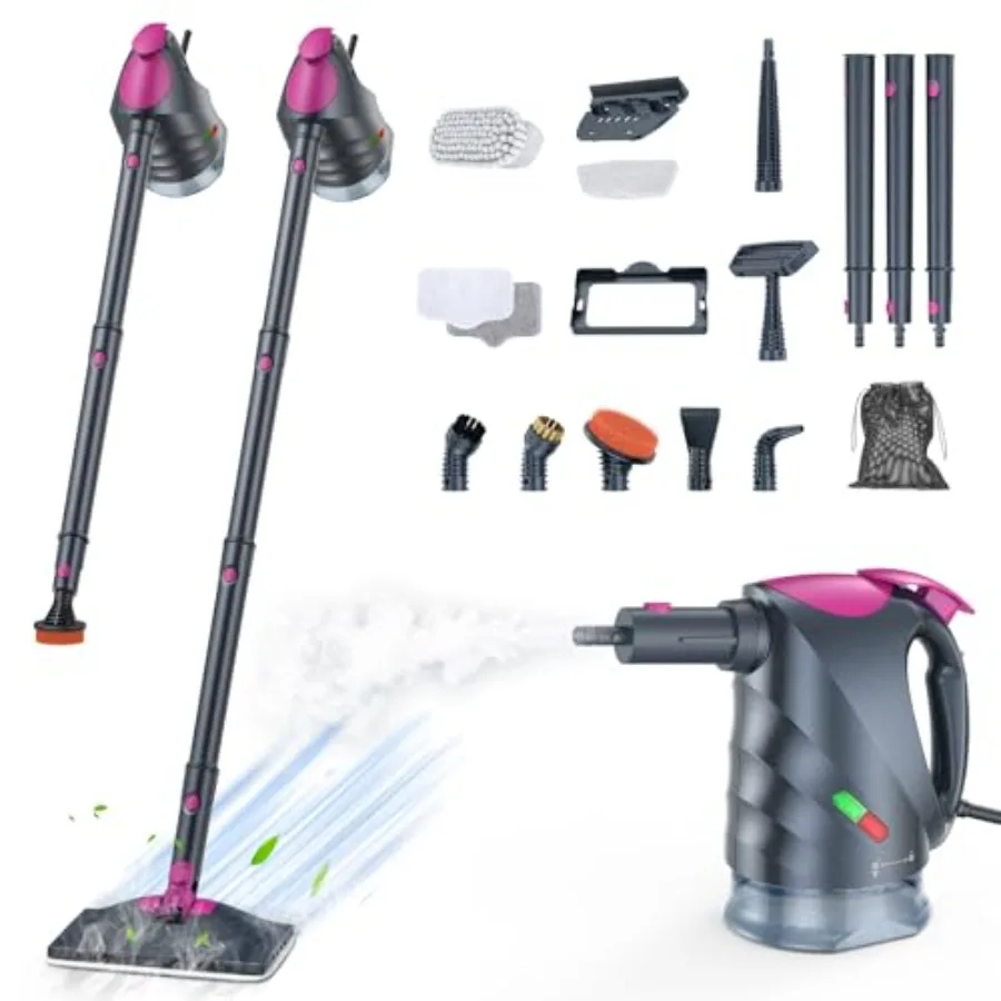 

10-in-1 Steam Cleaner Steam Mop with Detachable Handheld Steamer 320ml Water Tank 10s Fast Heating Portable Steamer for Cleanin