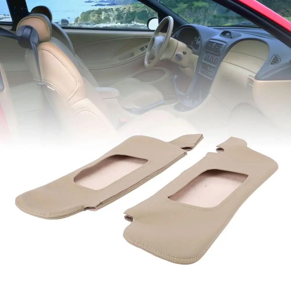 

2 шт., солнцезащитный козырек из искусственной кожи, бежевая защита от солнца из микрофибры, защита от царапин, простая установка для Ford Mustang 1994-2004 гг.