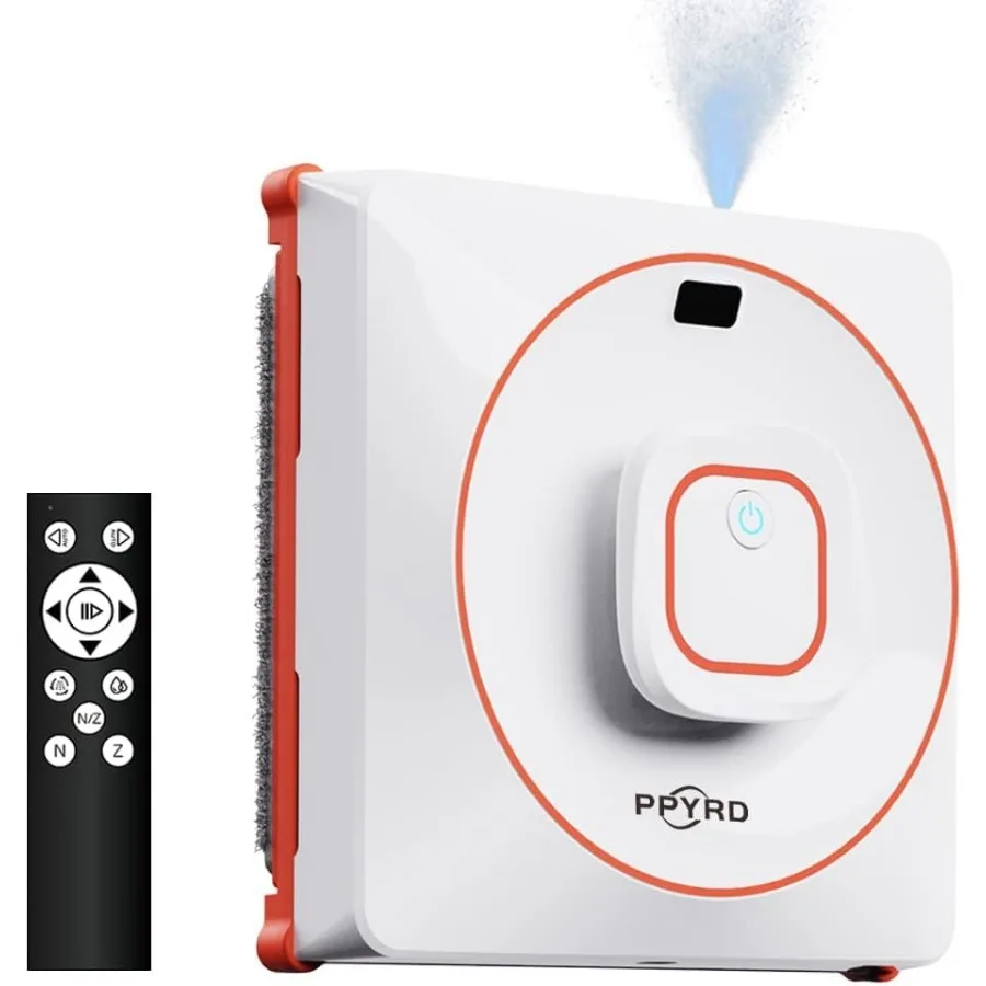 

Window Cleaner Robot with Ultrasonic Water Spray and Remote Control for Indoor Outdoor High Windows Glass Tiles in Silver