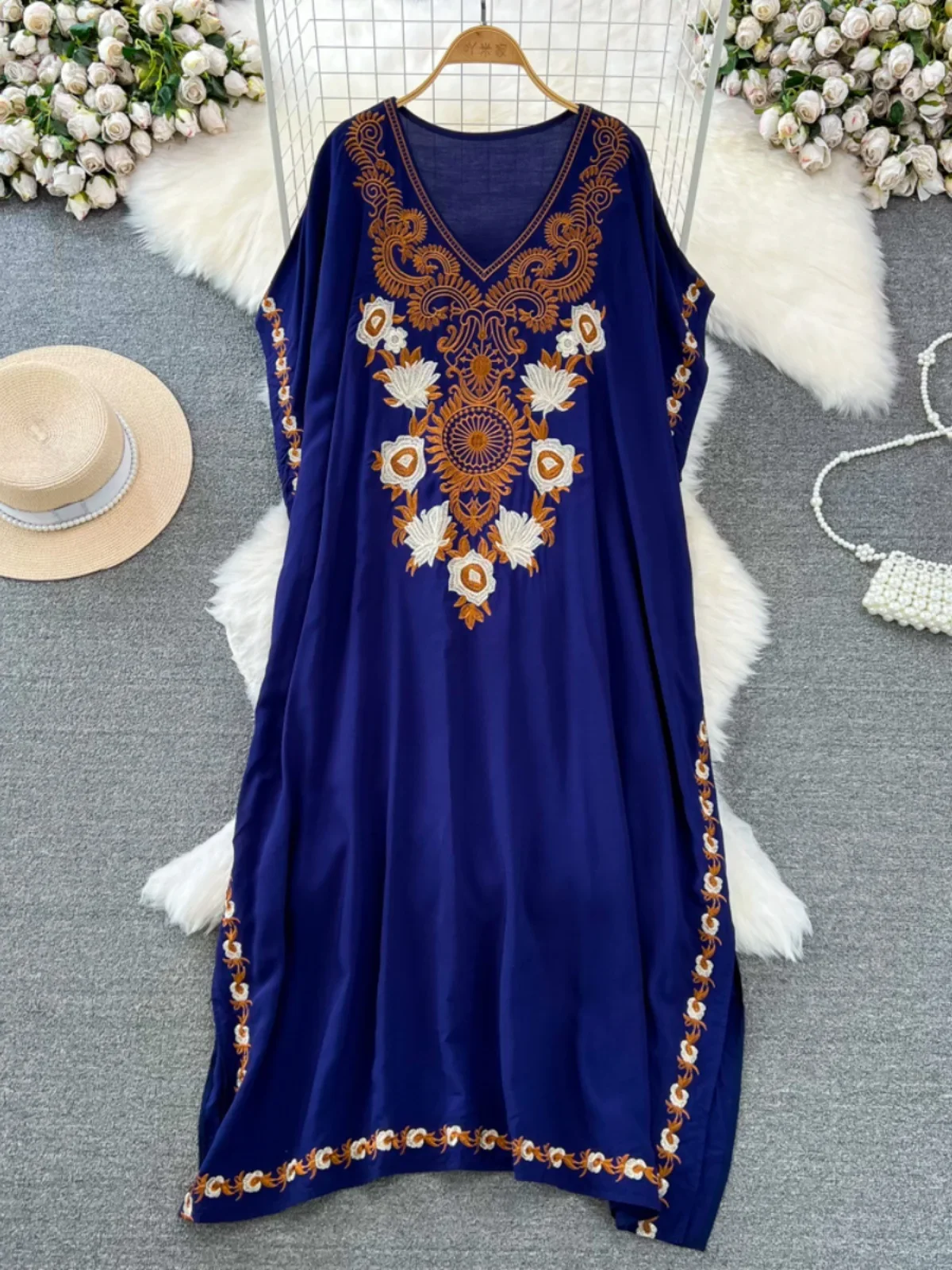 Robe de plage brodée style Boho pour femmes, grande taille, adt fit, tunique décontractée, vêtements de villégiature