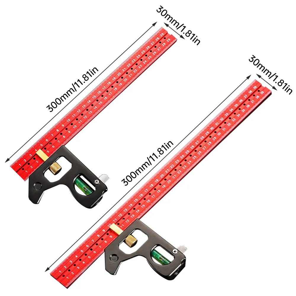 300/400mm Metal Slide Ruler T Track Combination Ruler Marking Measuring Tool Multifunctional Combination Angle Ruler Woodworking