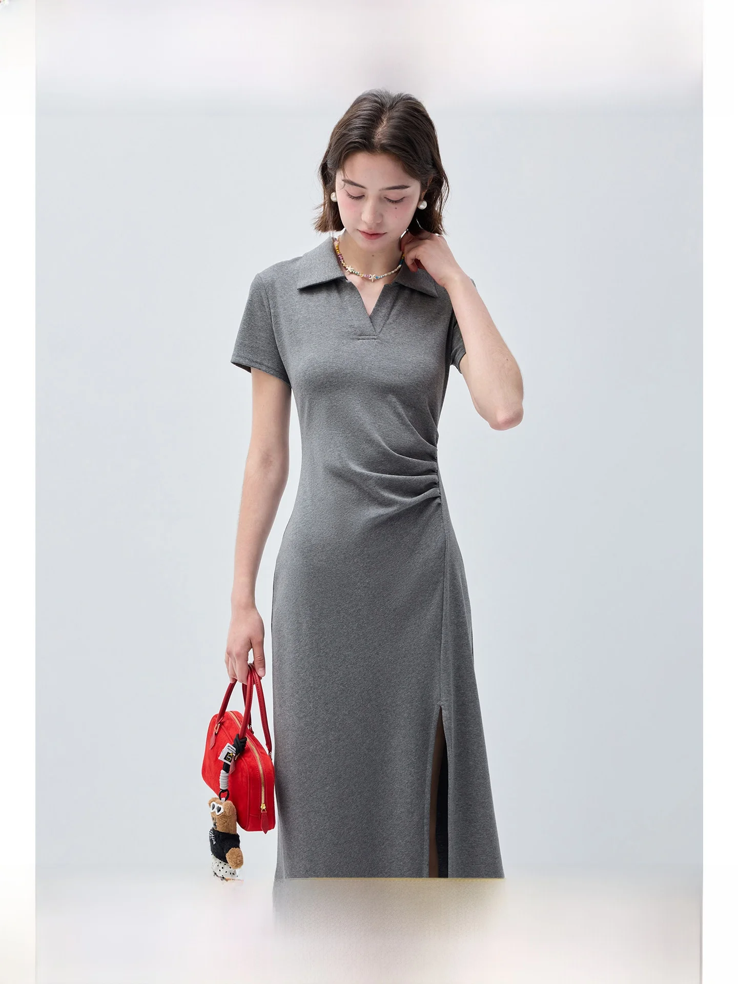 

Elegant plus Size Women's Dress Slim Fit Turn-down Collar Commute Long Summer New Style Micro Plump MM Skirt Regular Sleeve