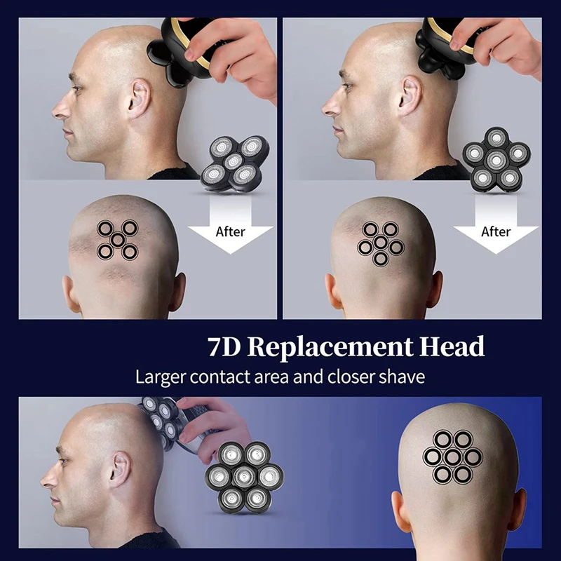 AD24-Replacement Electric Shaver Head Electric Shaver 7D Independently 7 Cutter Floating Head Waterproof 2Pcs