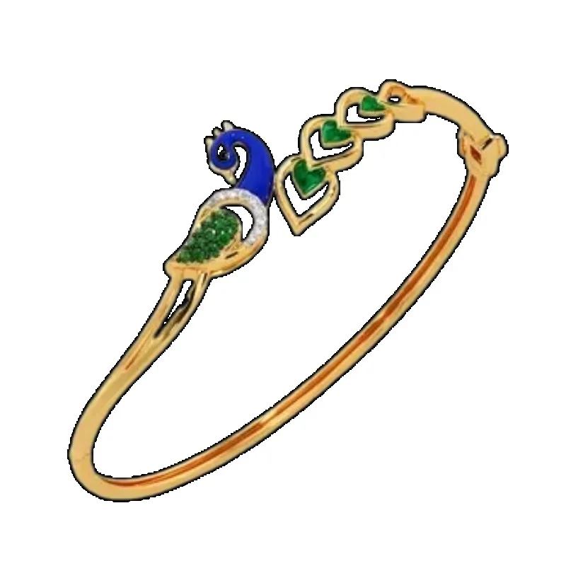 Elegant Women's 55mm Bracelet, Peacock Design Diamond Bracelet, Anniversary Gift