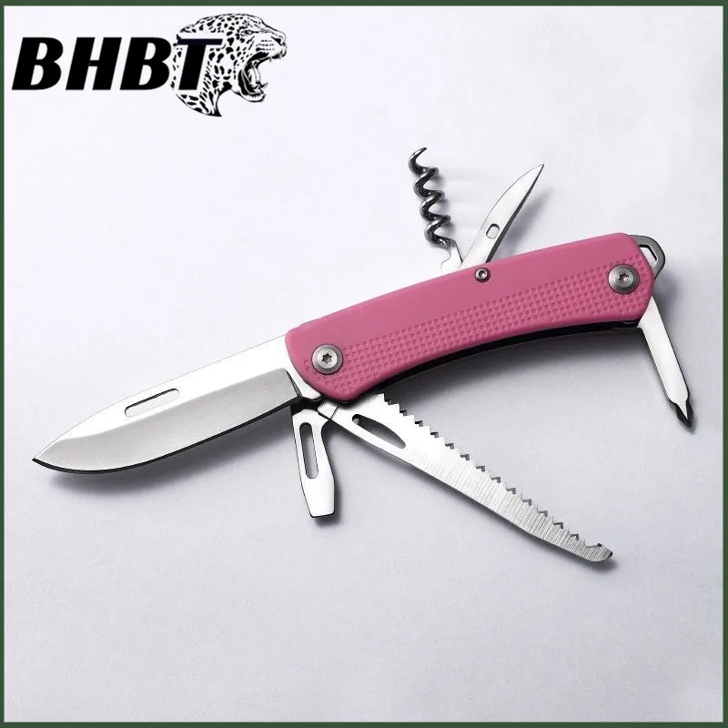 BHBT MIni Multifunction Folding Knife Multitool EDC Outdoor Camping Portable Pocket Knife Saw Screwdriver Wine Opener