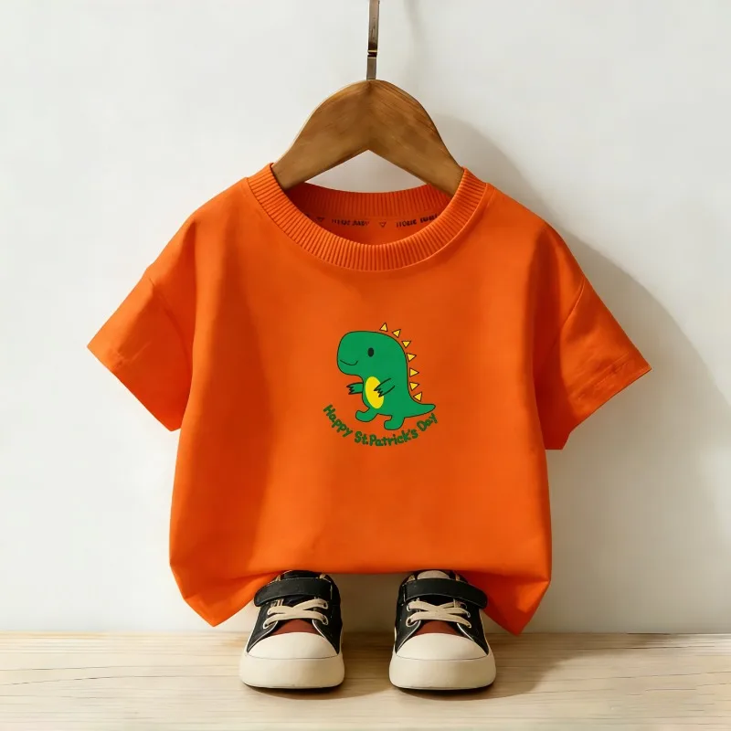 Cartoon Dinosaur Pure Cotton Printed Children's T-shirt Summer New Personalized Parent-child Outfit Loose Casual T-shirt