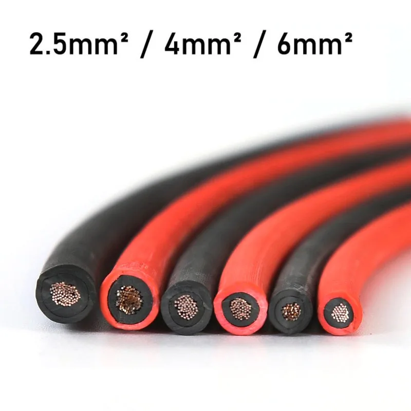 Solar Panel Extension Cable 10/6/4/2.5 mm2 16/14/12/10/8/6AWG Tinned Copper Double Sheath Black Red DC Wire for Solar PV System
