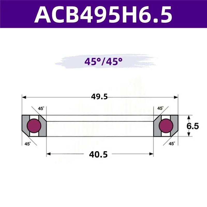 ACB495H6.5 (1PCS) Road Bike Headset Bearings 40.5x49.5x6.5 mm 45/45 Degree Chrome Steel Tapered Upper Lower ACB Bearing Set