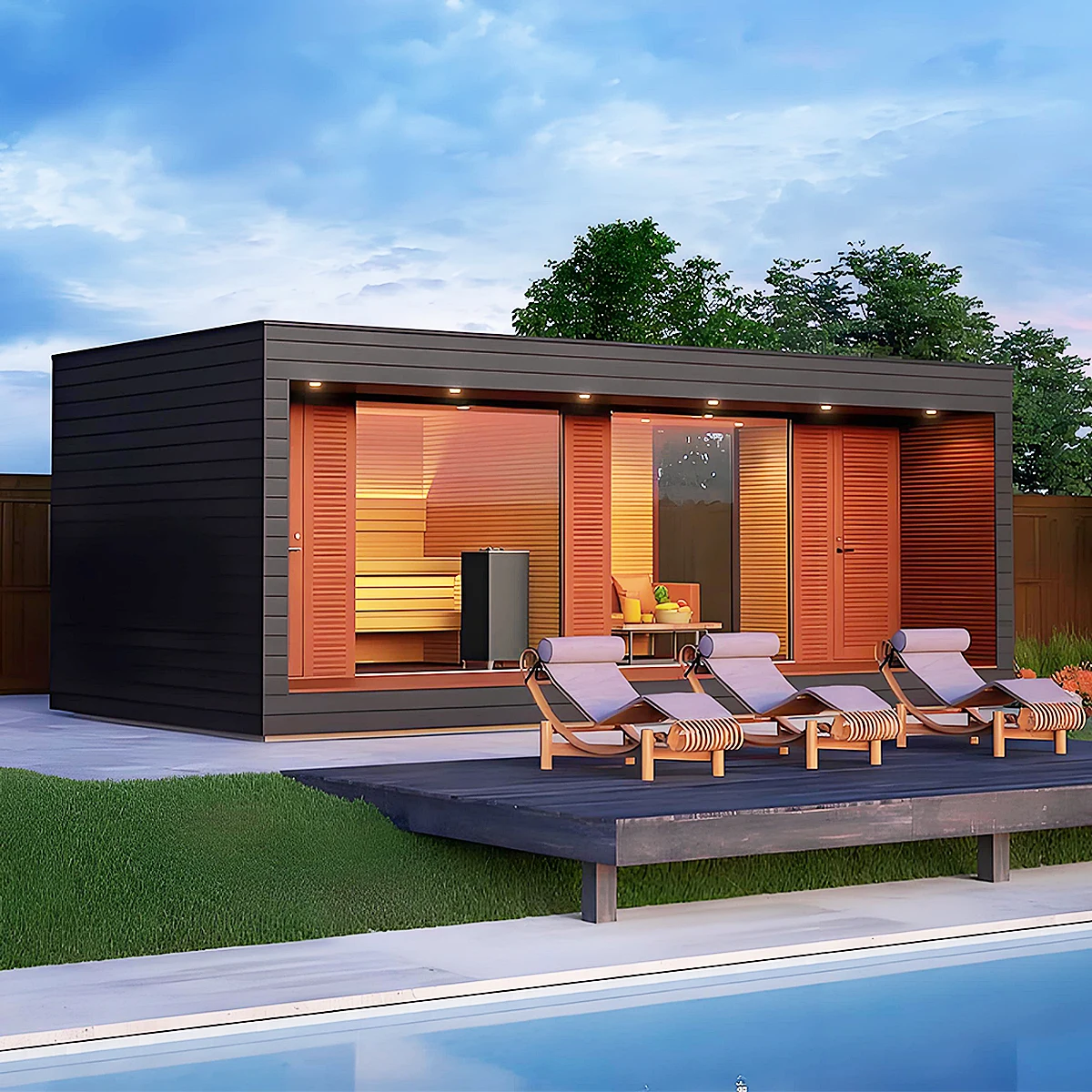 Outdoor SaunaOutdoor Sauna Humida/Modern Fashion Smart Outdoor 4-person Wooden Cheap Sauna